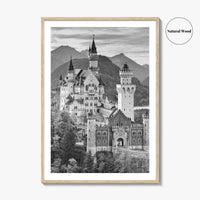 Neuschwanstein Castle Black and White Fine Art Photo Print, Bavaria Germany Poster