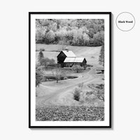 New England Black and White Fine Art Photo Print, Vermont Autumn Landscape Poster