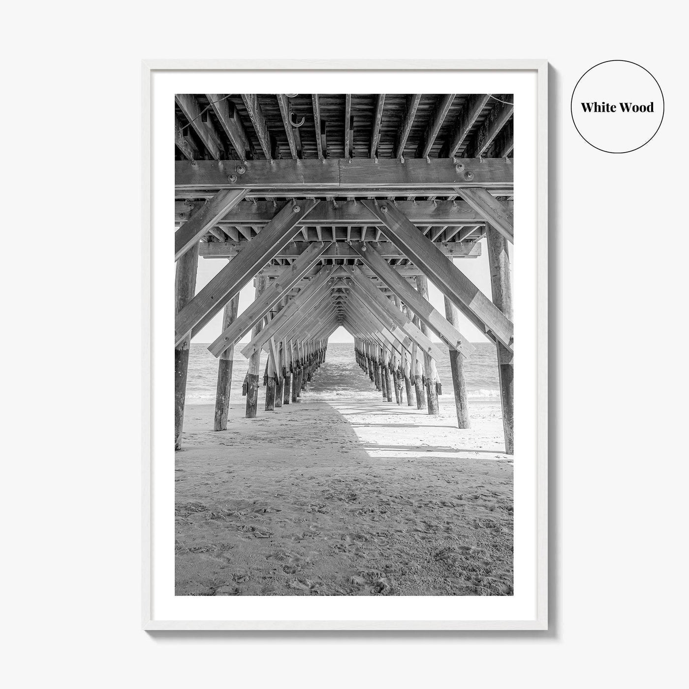 Wrightsville Beach Black and White Fine Art Photo Print, North Carolina Pier Wilmington Poster
