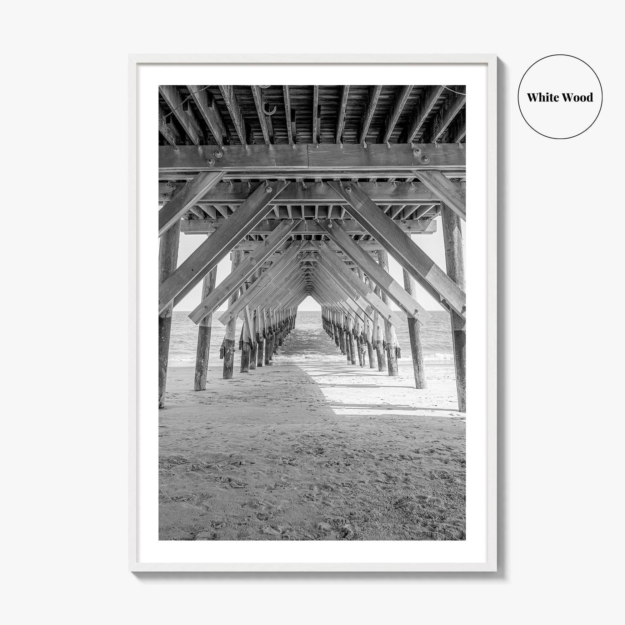 Wrightsville Beach Black and White Fine Art Photo Print, North Carolina Pier Wilmington Poster