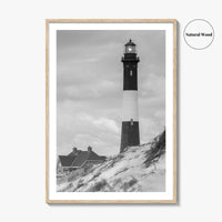 Fire Island Black and White Fine Art Photo Print, Long Island Lighthouse Poster