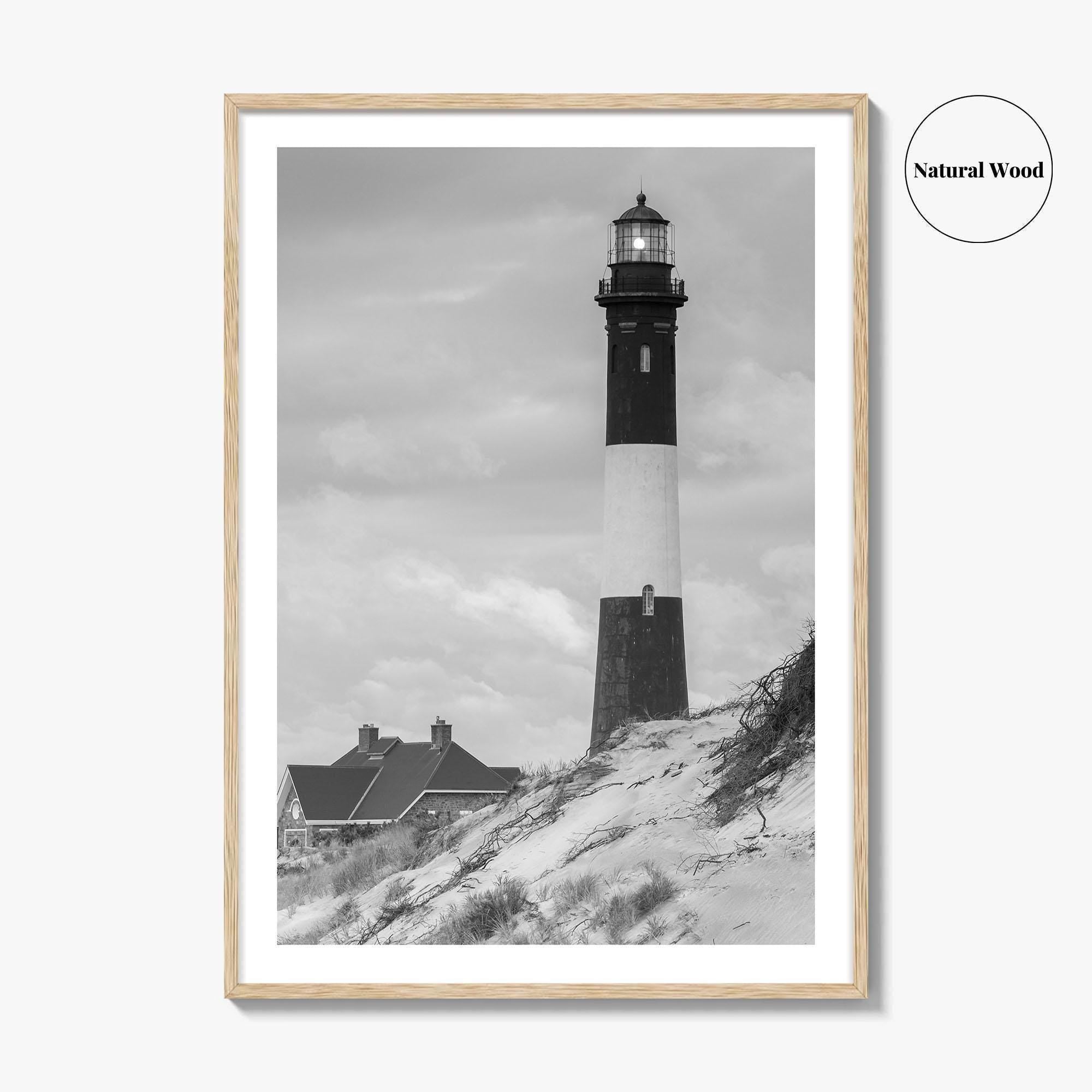 Fire Island Black and White Fine Art Photo Print, Long Island Lighthouse Poster