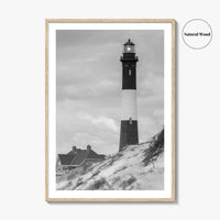 Fire Island Black and White Fine Art Photo Print, Long Island Lighthouse Poster