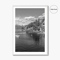 Lake Como Black and White Fine Art Photo Print, Varenna Italy Wall Poster
