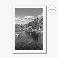 Lake Como Black and White Fine Art Photo Print, Varenna Italy Wall Poster