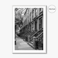 Brooklyn Black and White Fine Art Photo Print, Cobble Hill Brownstones NYC Poster