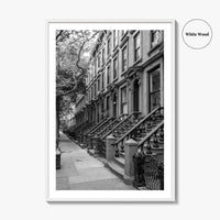 Brooklyn Black and White Fine Art Photo Print, Cobble Hill Brownstones NYC Poster