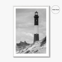 Fire Island Black and White Fine Art Photo Print, Long Island Lighthouse Poster