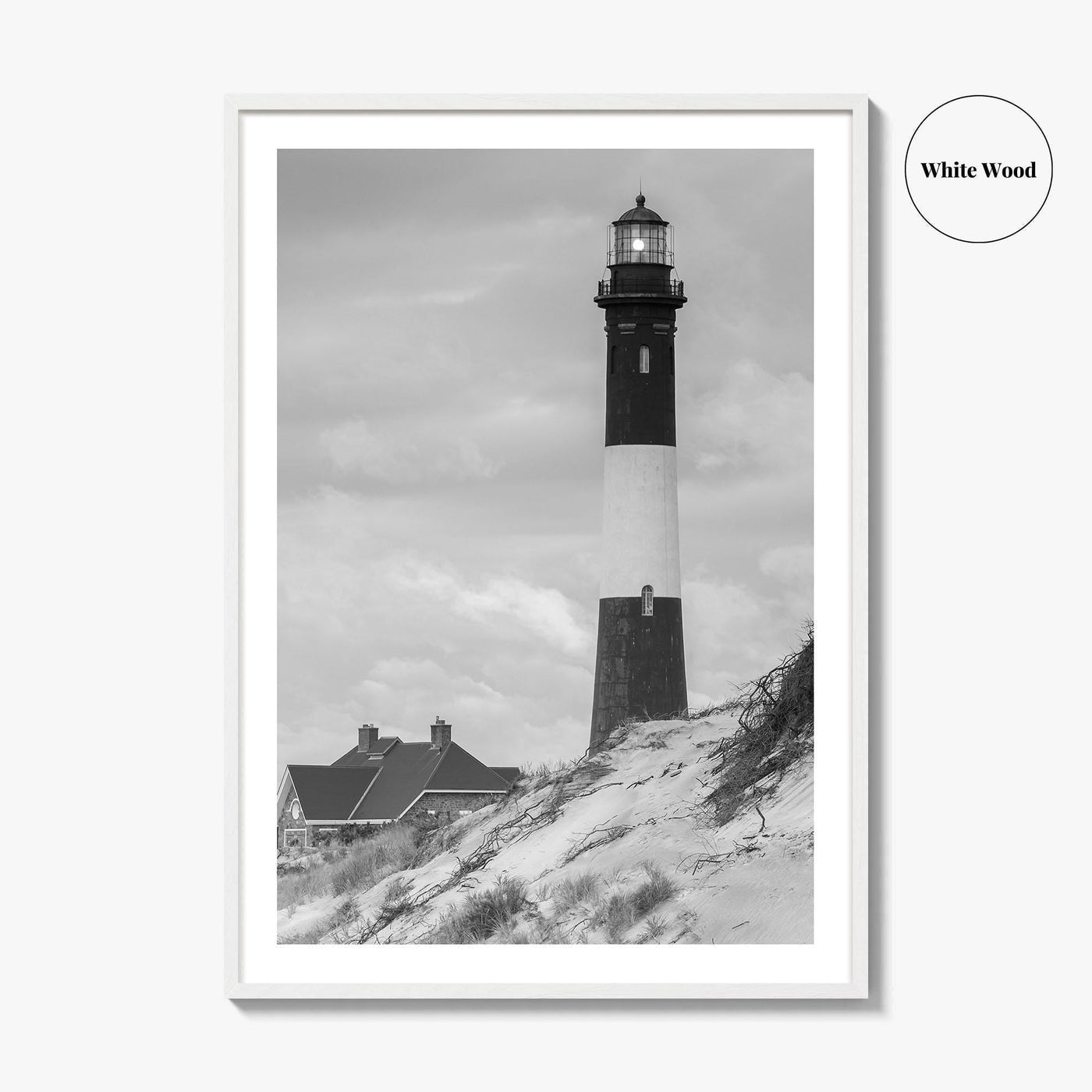 Fire Island Black and White Fine Art Photo Print, Long Island Lighthouse Poster