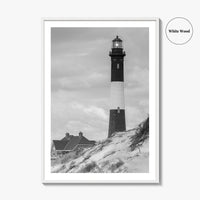 Fire Island Black and White Fine Art Photo Print, Long Island Lighthouse Poster