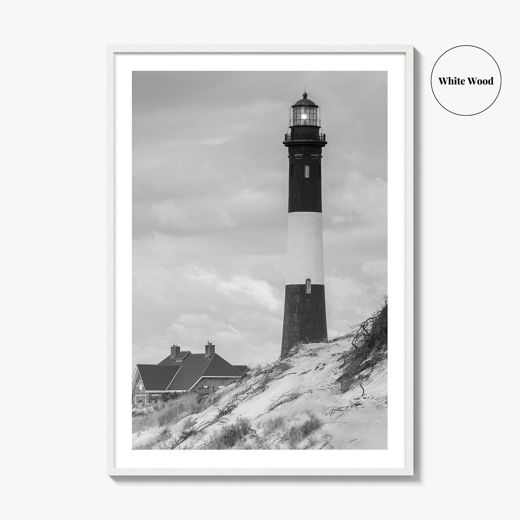 Fire Island Black and White Fine Art Photo Print, Long Island Lighthouse Poster