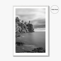 Lake Superior Black and White Fine Art Photo Print, Split Rock Lighthouse Minnesota, USA