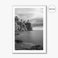 Lake Superior Black and White Fine Art Photo Print, Split Rock Lighthouse Minnesota, USA