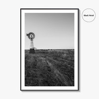 Texas Black and White Fine Art Photo Print, Windmill Poster, USA