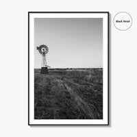 Texas Black and White Fine Art Photo Print, Windmill Poster, USA