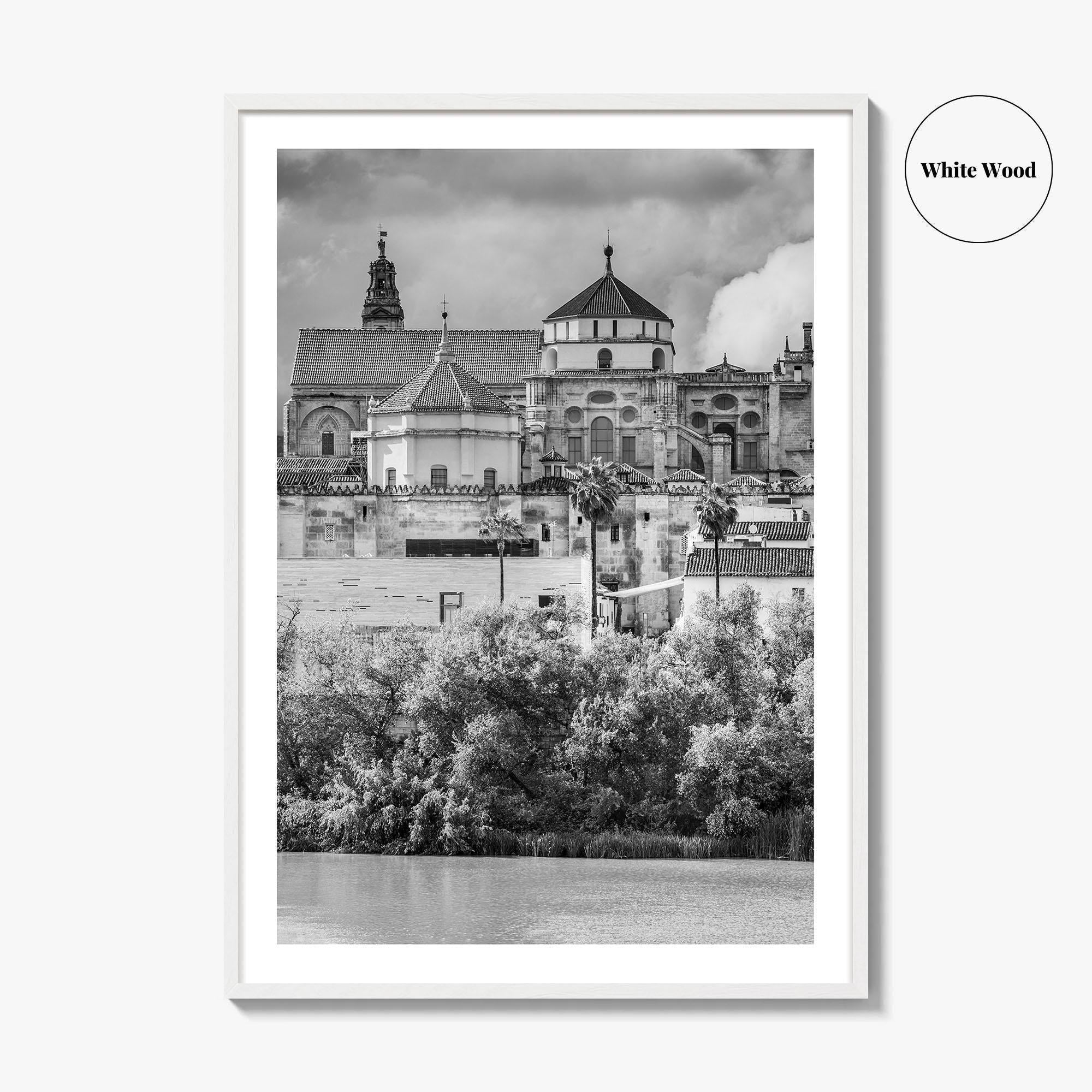Cordoba Black and White Fine Art Photo Print, Mezquita Roman Bridge Andalusia Poster