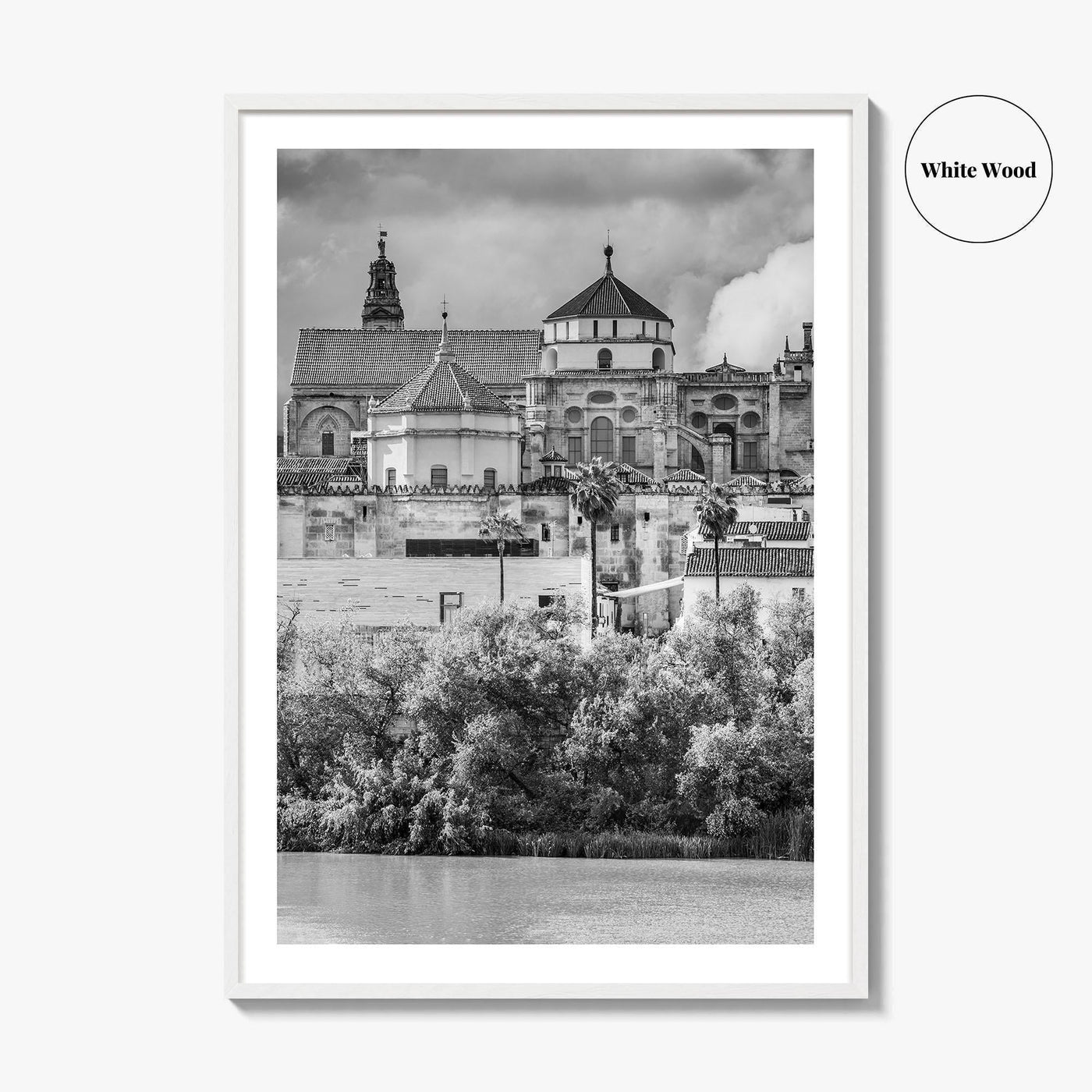 Cordoba Black and White Fine Art Photo Print, Mezquita Roman Bridge Andalusia Poster