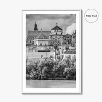Cordoba Black and White Fine Art Photo Print, Mezquita Roman Bridge Andalusia Poster