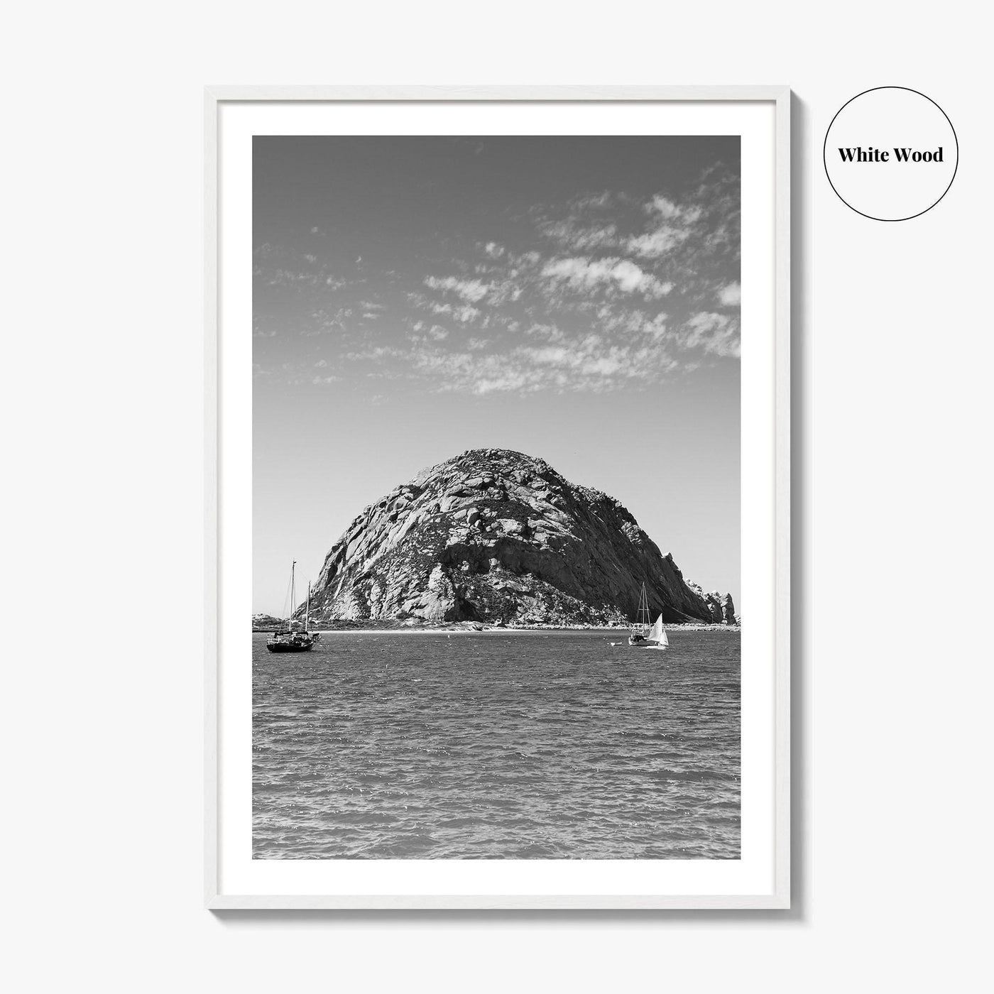 Morro Bay Black and White Fine Art Photo Print, Morro Rock California Poster