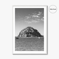 Morro Bay Black and White Fine Art Photo Print, Morro Rock California Poster
