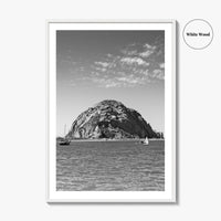 Morro Bay Black and White Fine Art Photo Print, Morro Rock California Poster