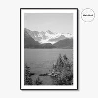 Whittier Alaska Black and White Fine Art Photo Print, Prince William Sound, Glacier, USA