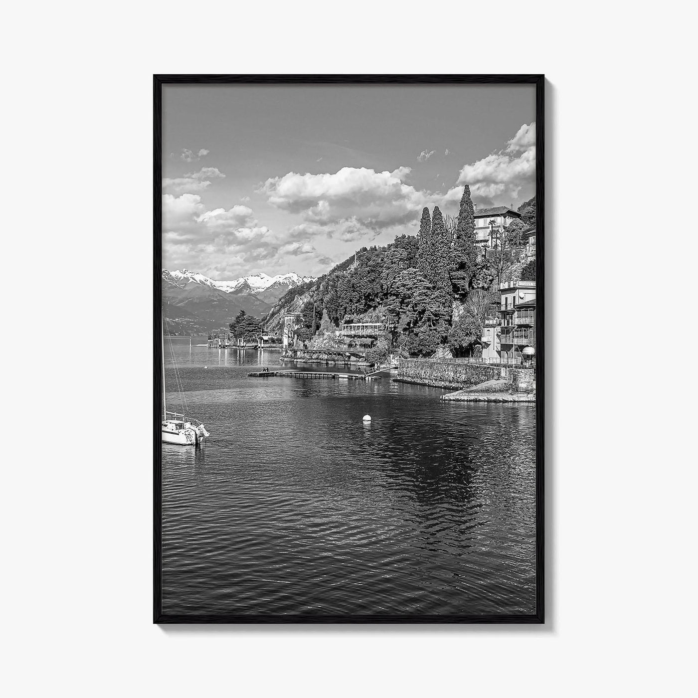 Lake Como Black and White Fine Art Photo Print, Varenna Italy Wall Poster