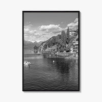 Lake Como Black and White Fine Art Photo Print, Varenna Italy Wall Poster