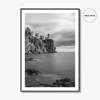 Lake Superior Black and White Fine Art Photo Print, Split Rock Lighthouse Minnesota, USA