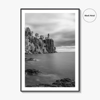 Lake Superior Black and White Fine Art Photo Print, Split Rock Lighthouse Minnesota, USA