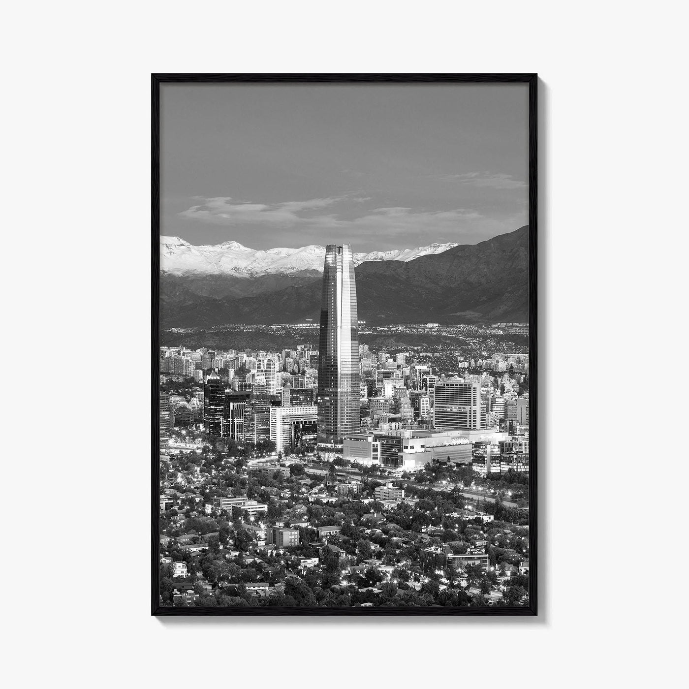 Santiago de Chile Skyline Black and White Fine Art Photo Print, Providencia, Andes, Poster