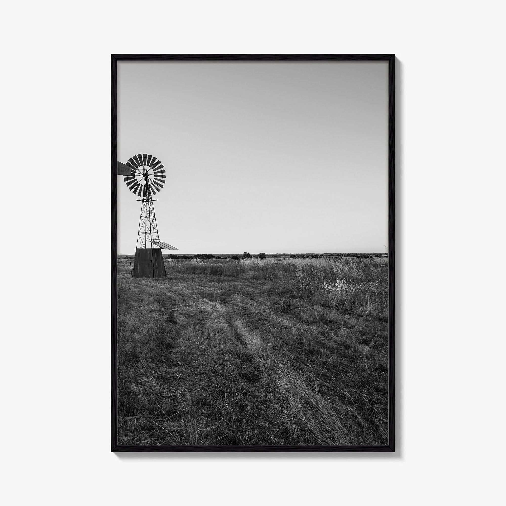 Texas Black and White Fine Art Photo Print, Windmill Poster, USA