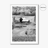 New England Black and White Fine Art Photo Print, Vermont Autumn Landscape Poster