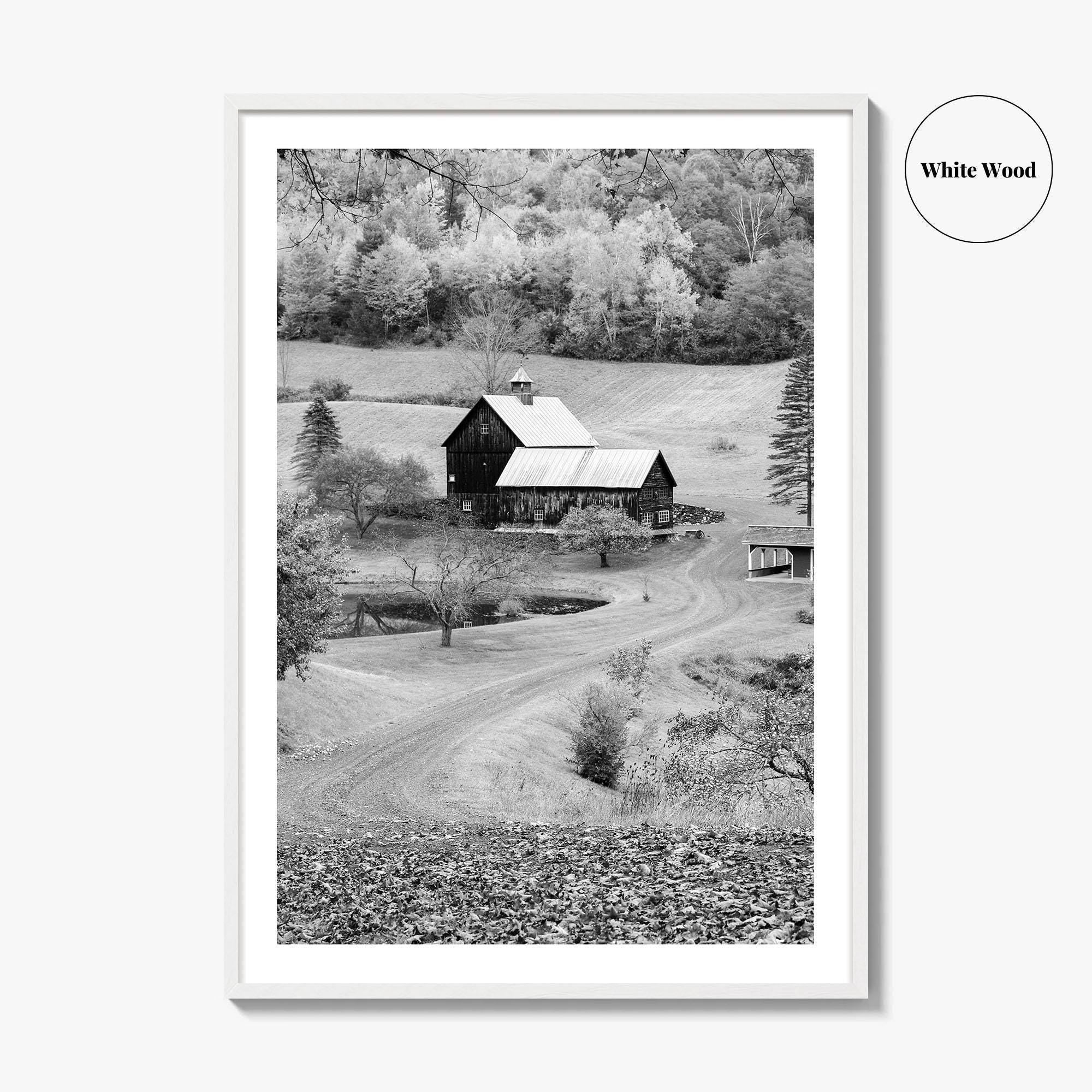 New England Black and White Fine Art Photo Print, Vermont Autumn Landscape Poster