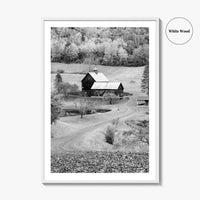 New England Black and White Fine Art Photo Print, Vermont Autumn Landscape Poster