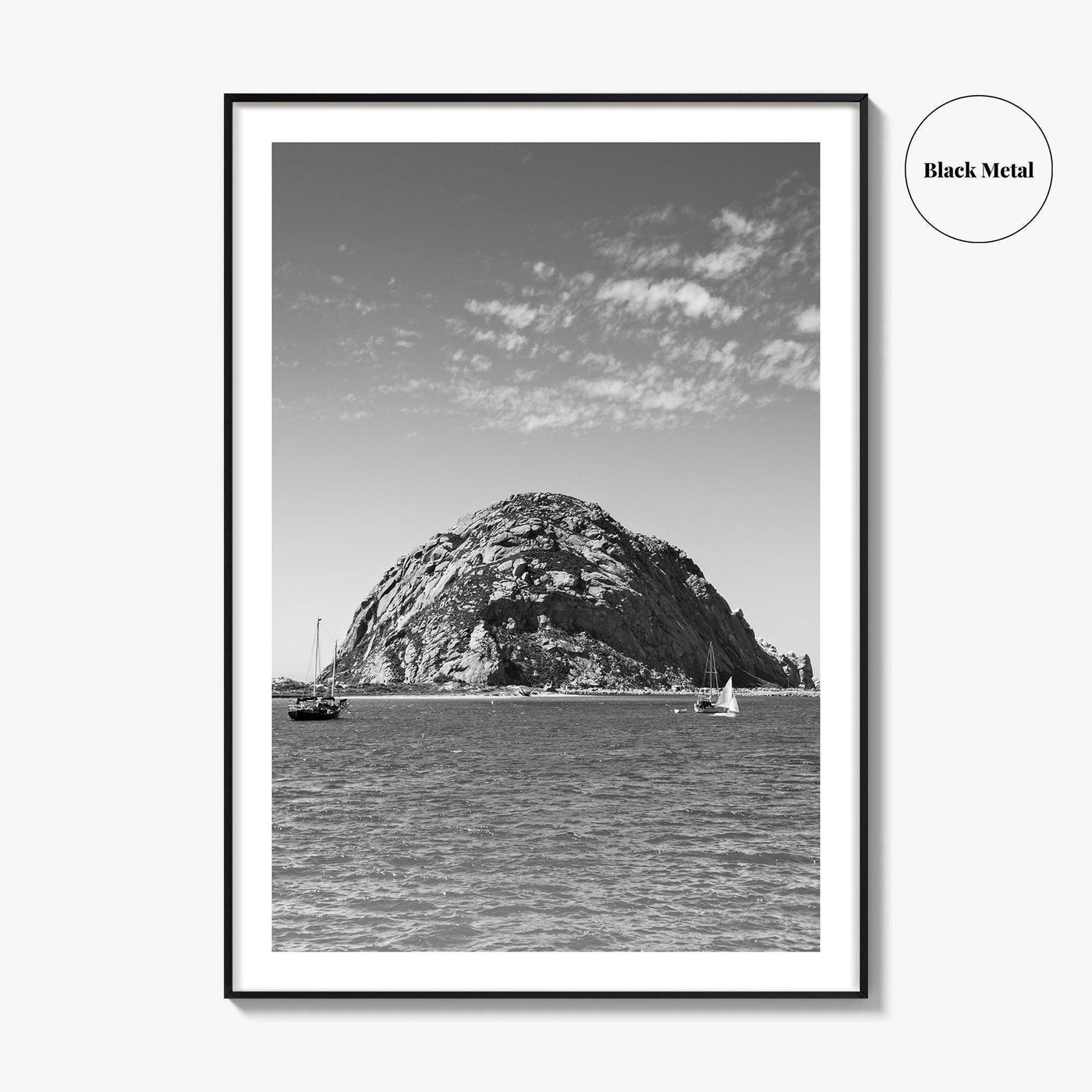 Morro Bay Black and White Fine Art Photo Print, Morro Rock California Poster