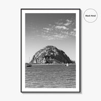 Morro Bay Black and White Fine Art Photo Print, Morro Rock California Poster