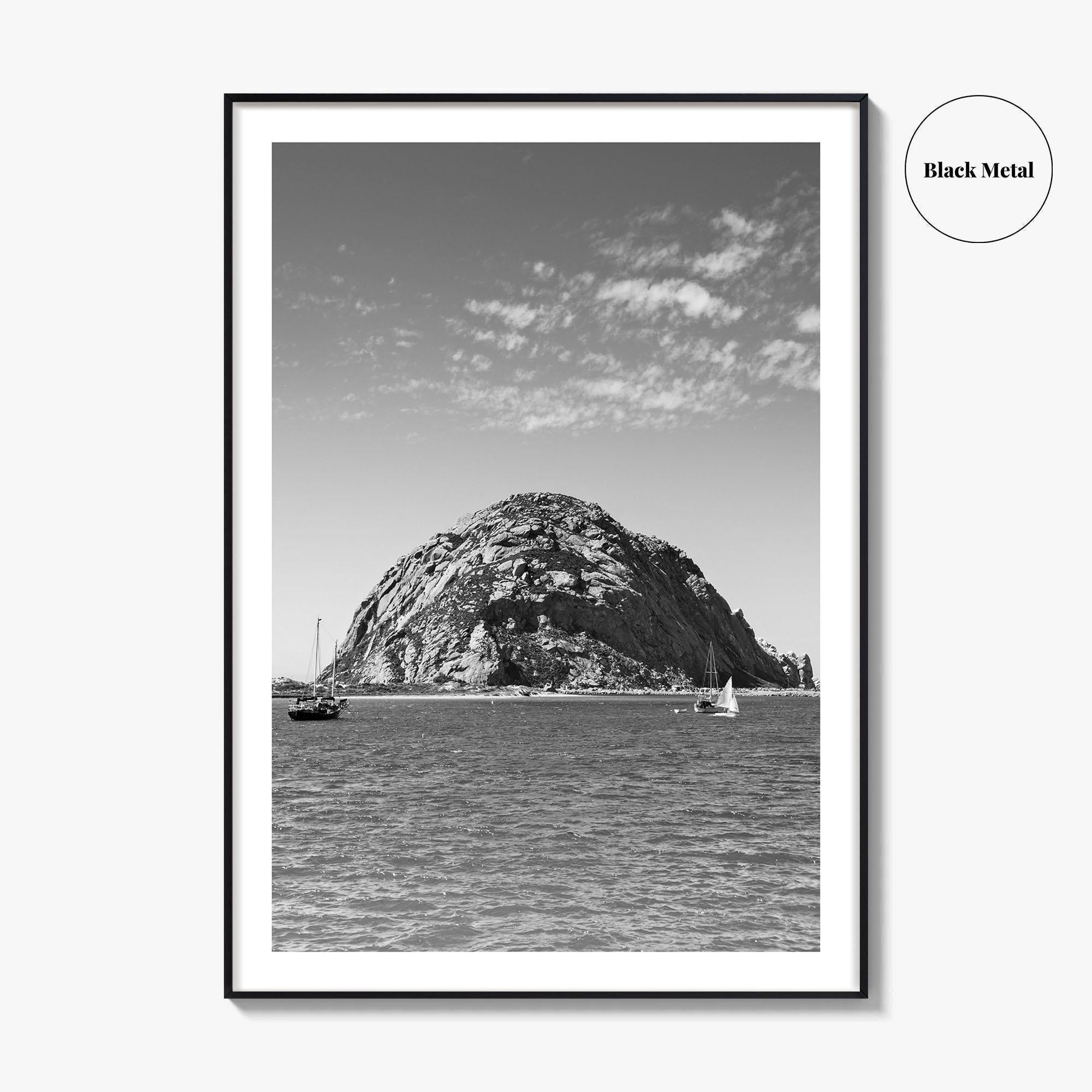 Morro Bay Black and White Fine Art Photo Print, Morro Rock California Poster
