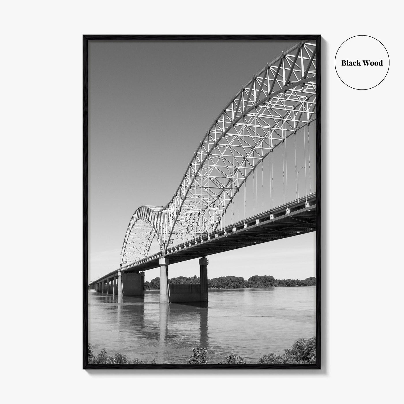 Memphis Black and White Fine Art Photo Print, Tennessee Hernando de Soto Bridge Poster