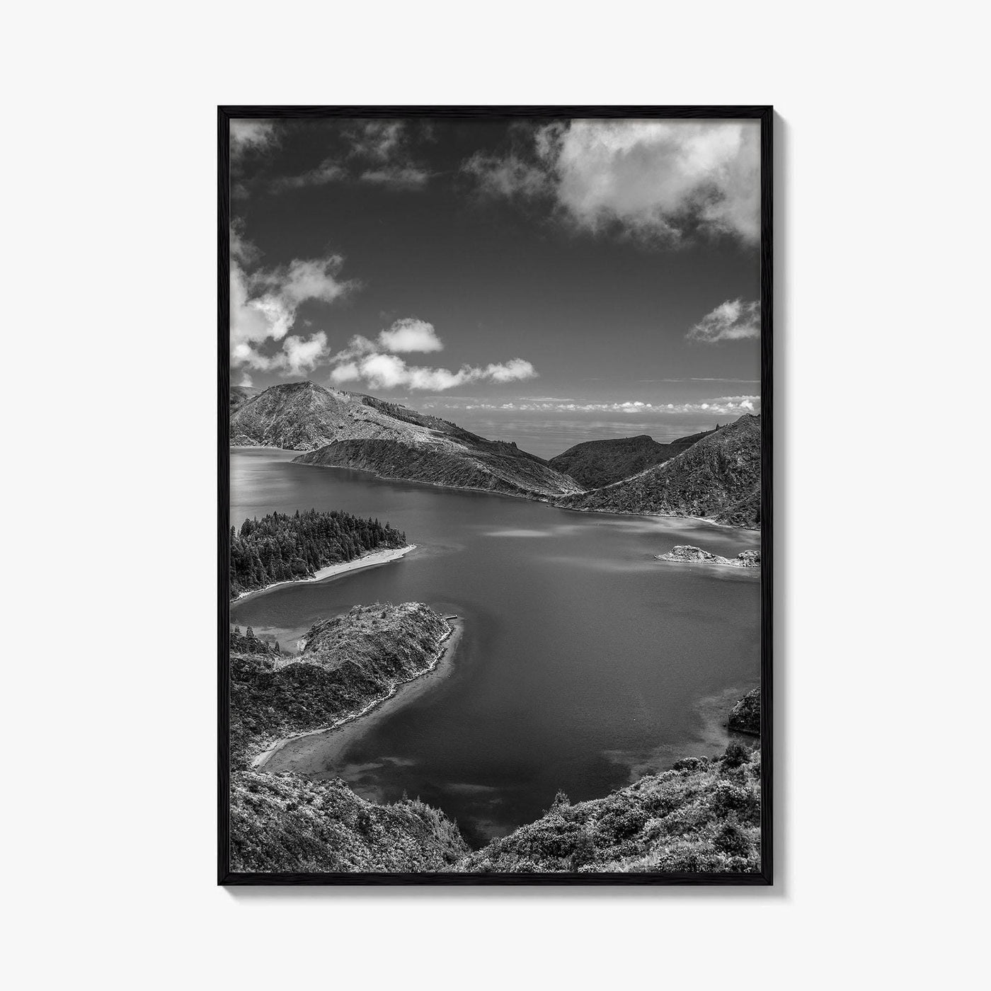 Lagoa do Fogo Black and White Fine Art Photo Print, Sao Miguel Azores Poster