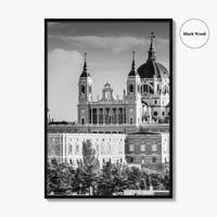 Madrid Skyline Black and White Fine Art Photo Print, Spain, Almudena Cathedral, Royal Palace