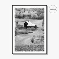 New England Black and White Fine Art Photo Print, Vermont Autumn Landscape Poster