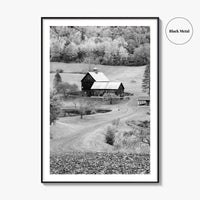 New England Black and White Fine Art Photo Print, Vermont Autumn Landscape Poster