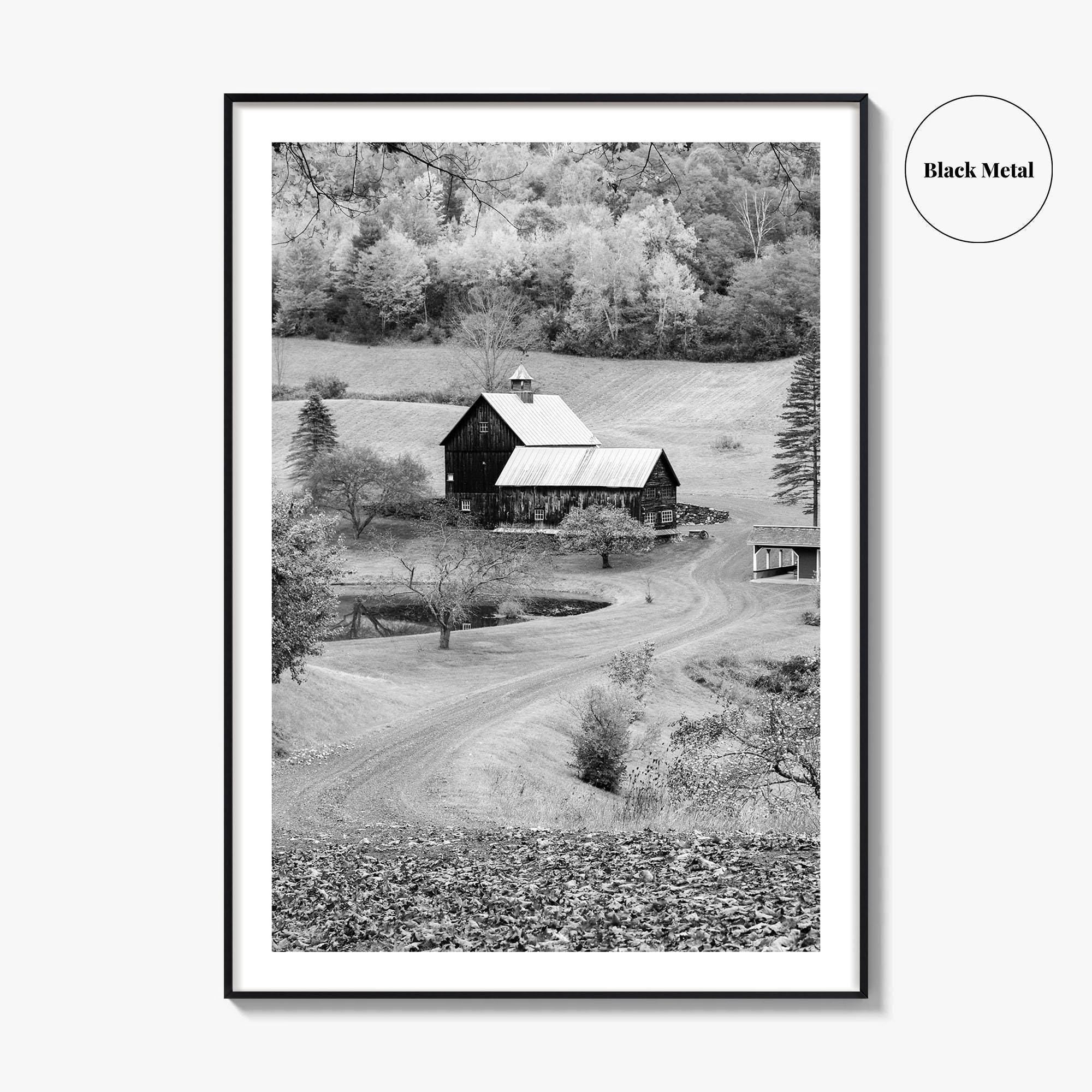 New England Black and White Fine Art Photo Print, Vermont Autumn Landscape Poster
