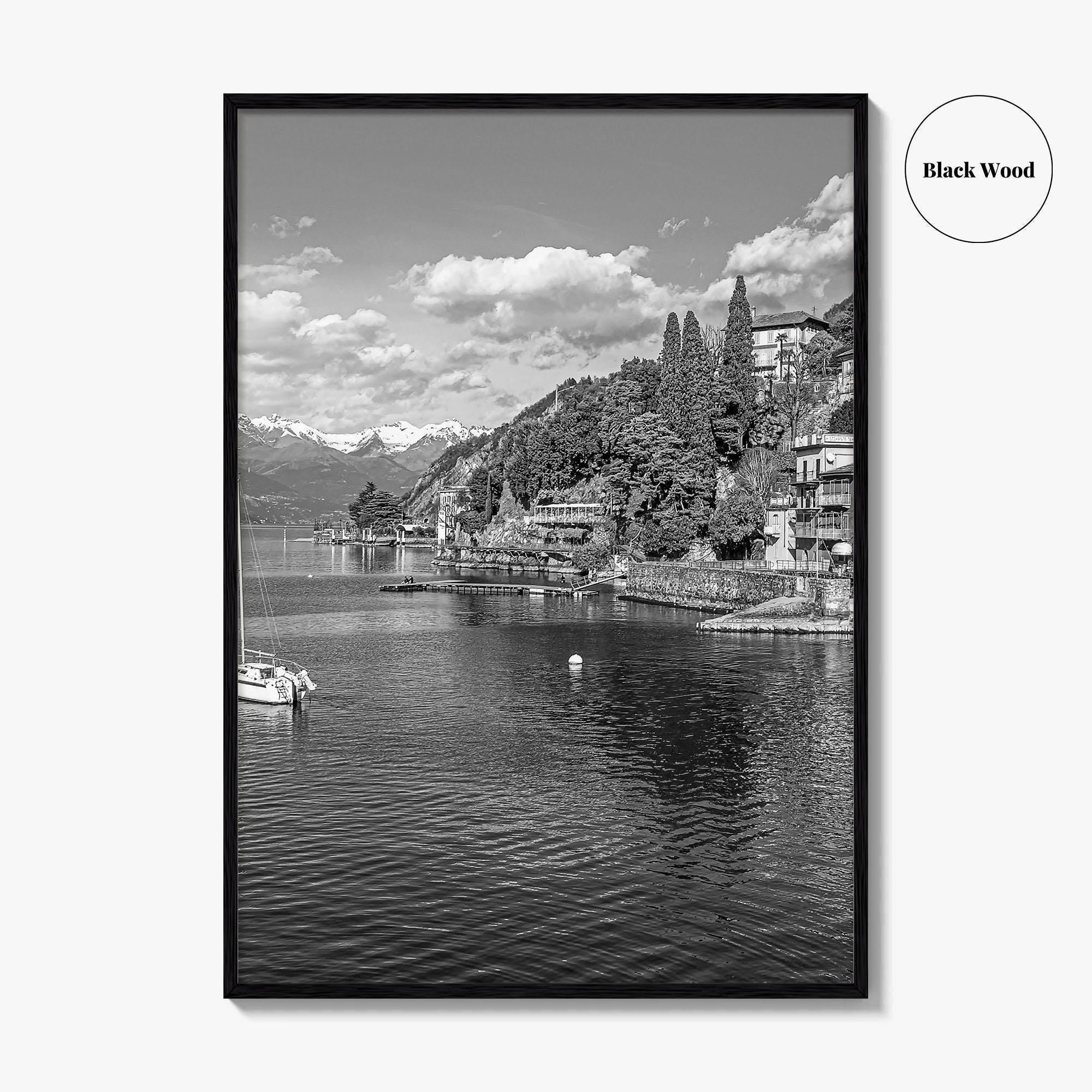 Lake Como Black and White Fine Art Photo Print, Varenna Italy Wall Poster
