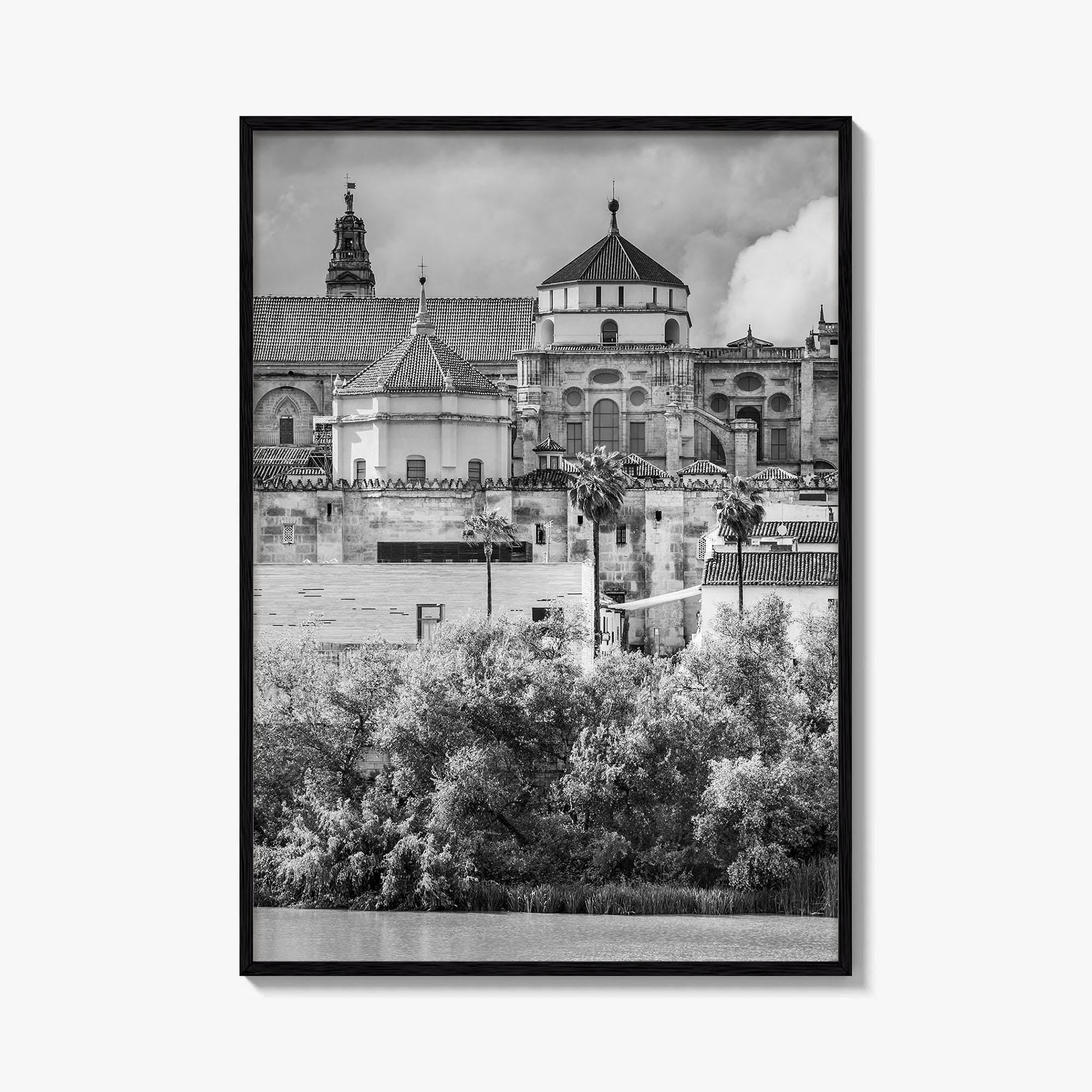 Cordoba Black and White Fine Art Photo Print, Mezquita Roman Bridge Andalusia Poster