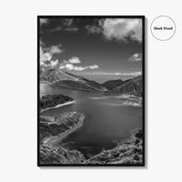 Lagoa do Fogo Black and White Fine Art Photo Print, Sao Miguel Azores Poster