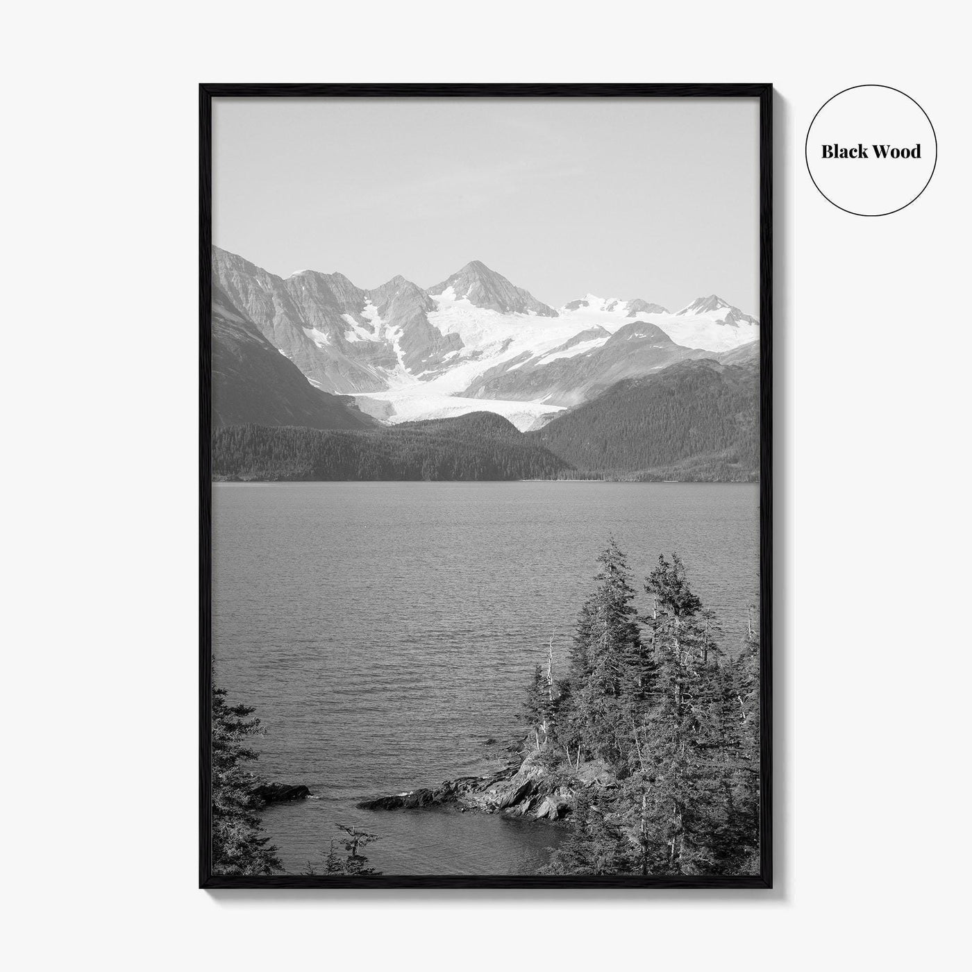Whittier Alaska Black and White Fine Art Photo Print, Prince William Sound, Glacier, USA