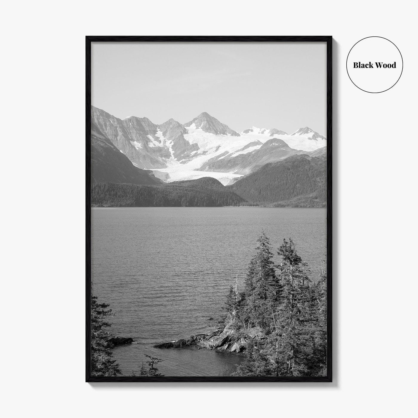 Whittier Alaska Black and White Fine Art Photo Print, Prince William Sound, Glacier, USA