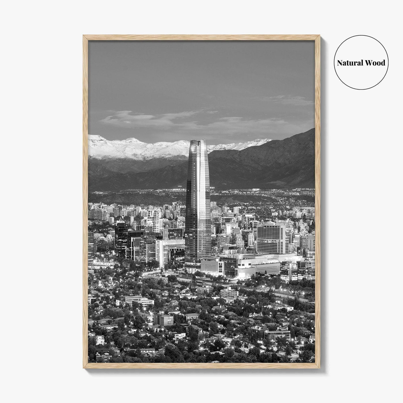 Santiago de Chile Skyline Black and White Fine Art Photo Print, Providencia, Andes, Poster
